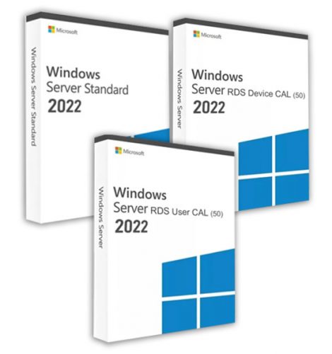 Microsoft Windows Server 2022 Standard (2 Users) + 2022 RDS User CAL (50 Users) + 2022 RDS Device CAL (50 Devices) Business 22